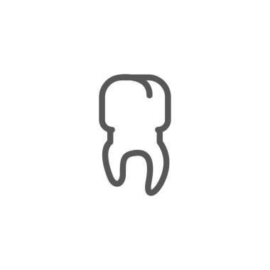 siyah ve beyaz basit vektör anahat satırı sanat diş simgesi