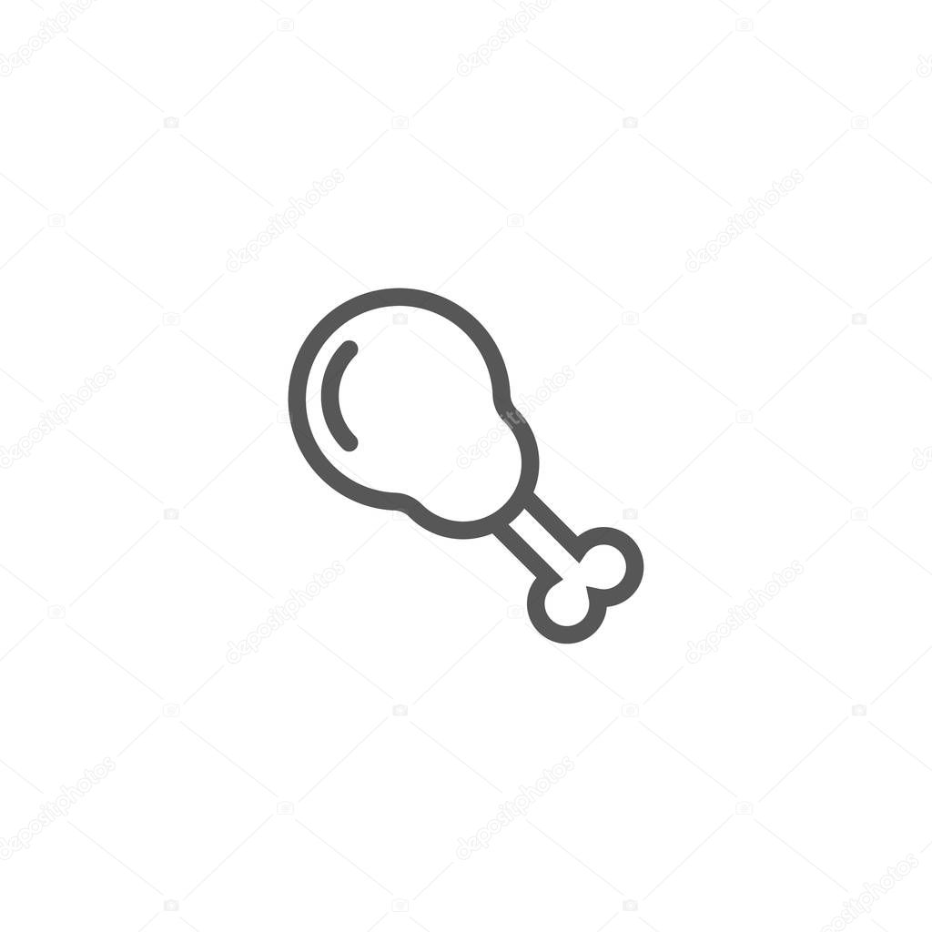 Black and white simple vector outline line art chicken leg icon