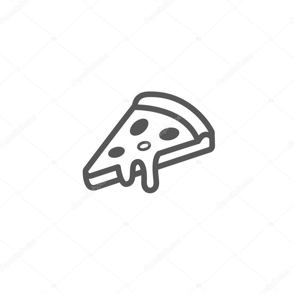 black and white simple vector outline line art icon of a slice of pizza