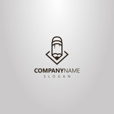 siyah ve beyaz basit vektör hat sanat logo kalem rhombus sayfadaki