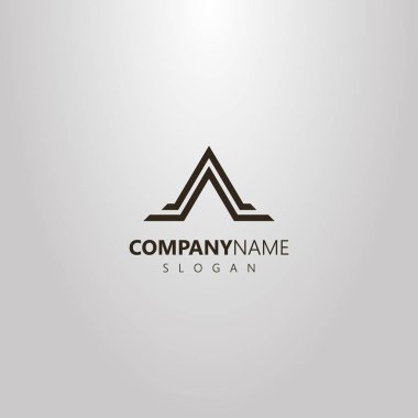 siyah ve beyaz basit vektör geometrik düz sanat logo soyut üçgen dağ şeklin iki satırı
