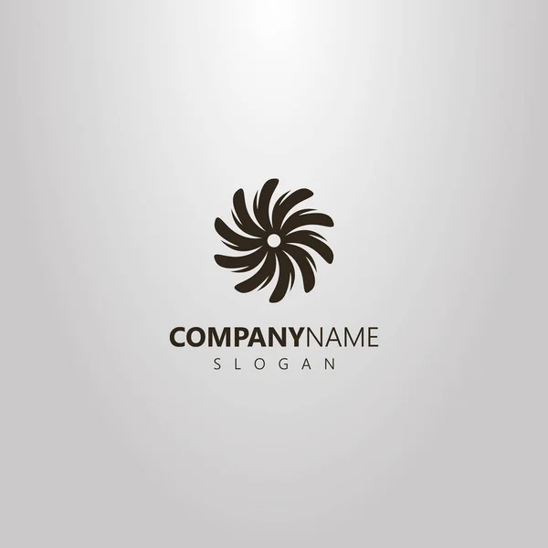 Blanco Negro Simple Vector Redondo Plano Logotipo Del Arte Flor — Vector de stock