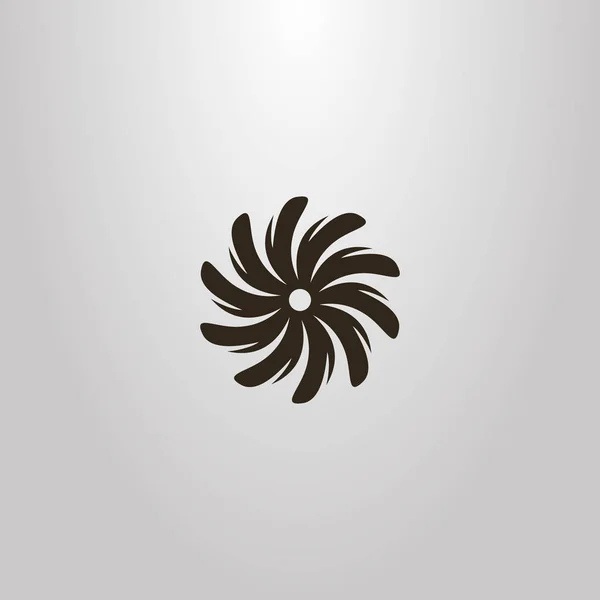 Czarno Białe Proste Wektor Okrągłe Płaskie Sztuki Znak Kwiat Liść — Wektor stockowy