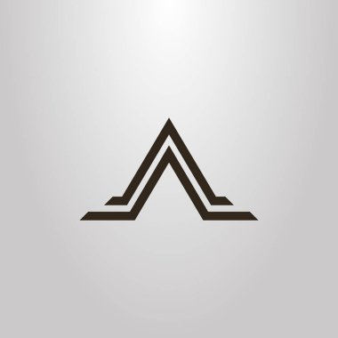 siyah ve beyaz basit vektör geometrik düz soyut üçgen dağ iki çizgi şeklinde iz sanat