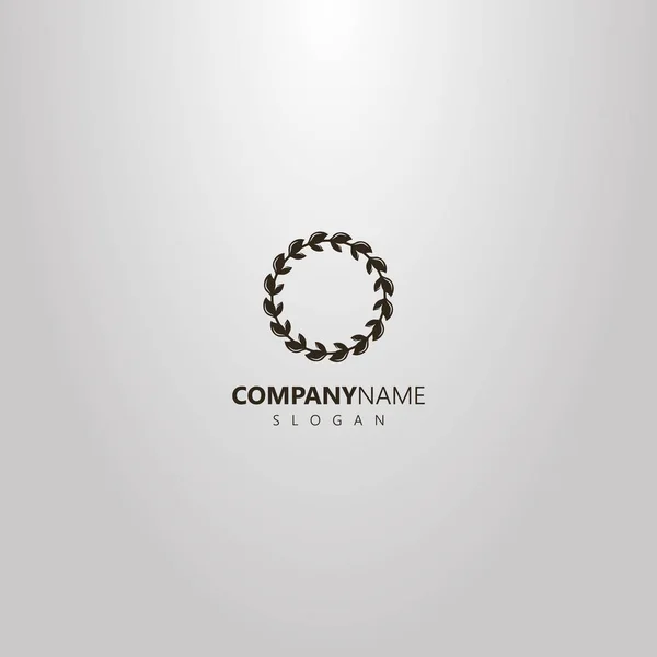 Bianco Nero Semplice Vettore Contorno Logo Del Cerchio Antico Corona — Vettoriale Stock