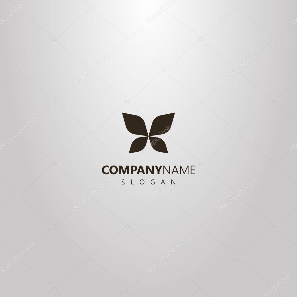 black and white simple vector outline logo of abstract butterfly wings