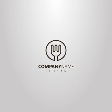 hat sanatı mutfak çatal yuvarlak bir çerçeve içinde izole siyah beyaz basit vektör logosu