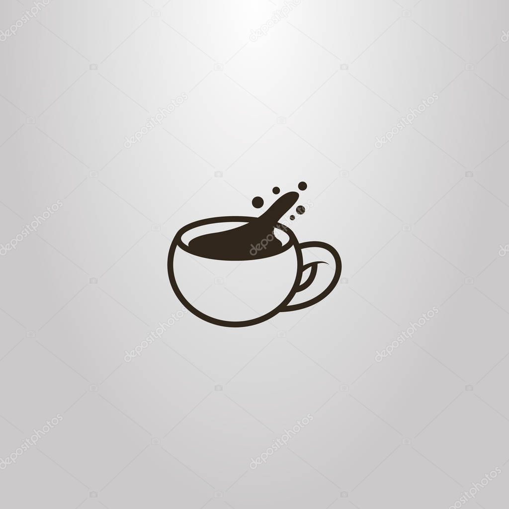 black and white simple vector outline sign of spilled coffee cup or other hot drink