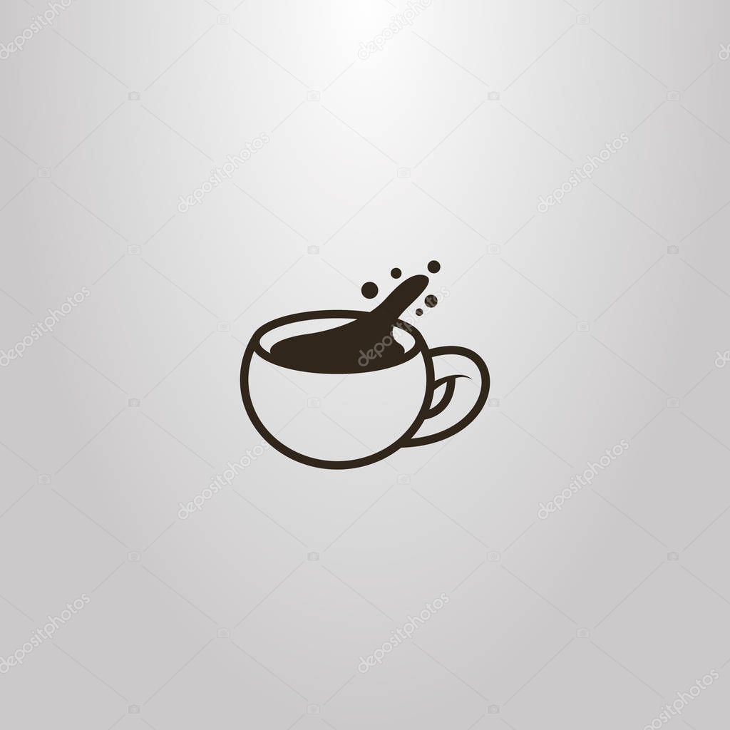 Black and white simple vector outline sign of spilled coffee cup or other hot drink