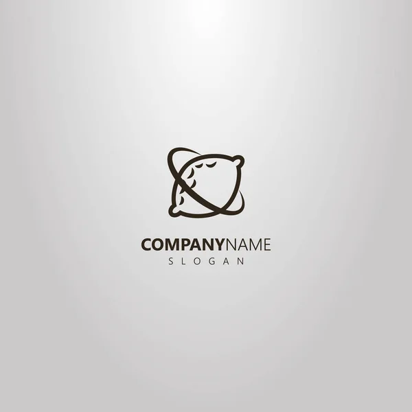 Logo Vectoriel Simple Noir Blanc Une Planète Citron Avec Son — Image vectorielle