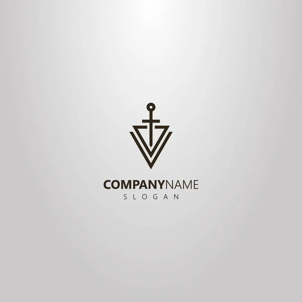 Noir Blanc Simple Vecteur Abstrait Logo Une Épée Perçant Deux — Image vectorielle