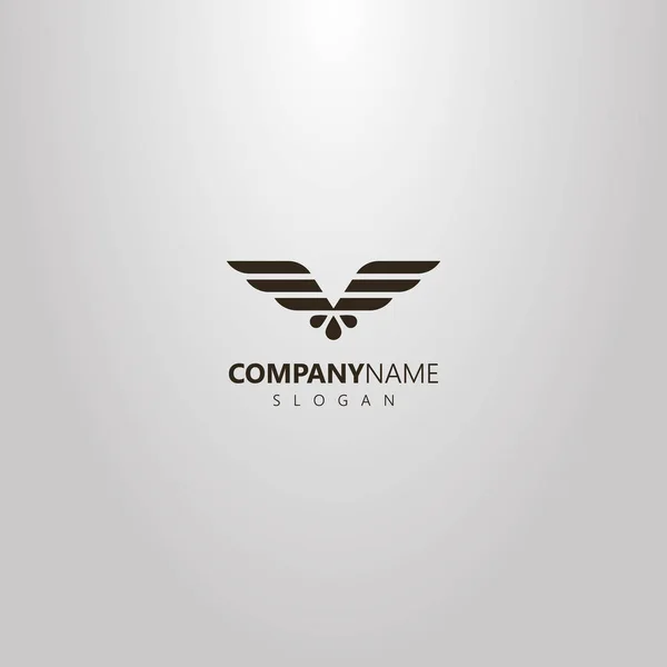 Logotipo Arte Plana Vetorial Simples Preto Branco Asas Águia Geométricas —  Vetores de Stock