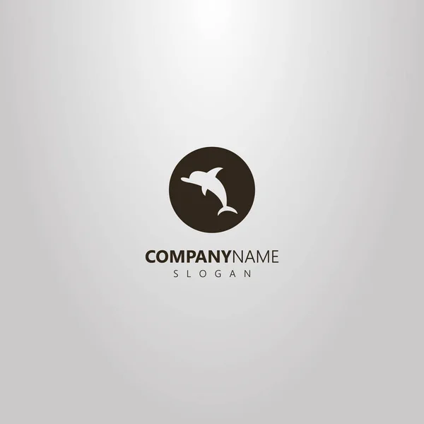 Czarno Białe Proste Wektor Płaskie Logo Negatywnej Przestrzeni Sztuki Delfina — Wektor stockowy