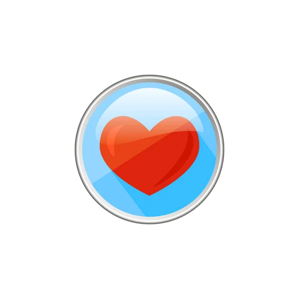 Renkli Basit Vektör Yuvarlak Cam Simgesi Kırmızı Kalp — Stok Vektör