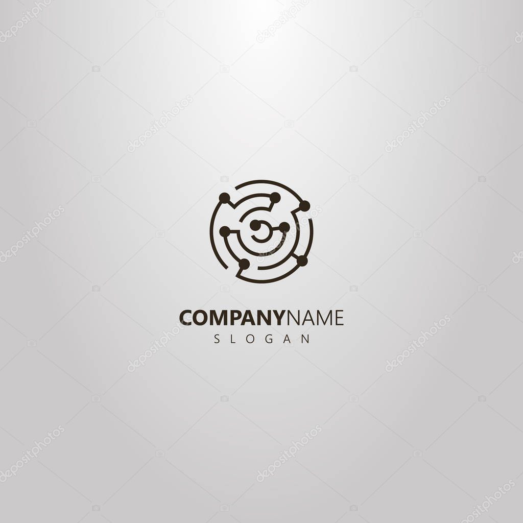 black and white simple vector logo of round electric board