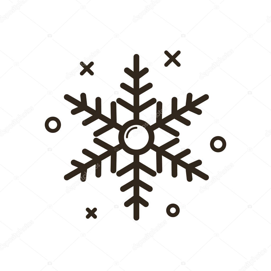black and white simple vector line art Christmas snowflake icon