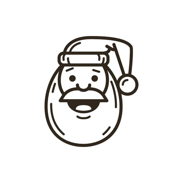 Blanco Negro Simple Vector Línea Arte Icono Cara Santa Claus — Vector de stock