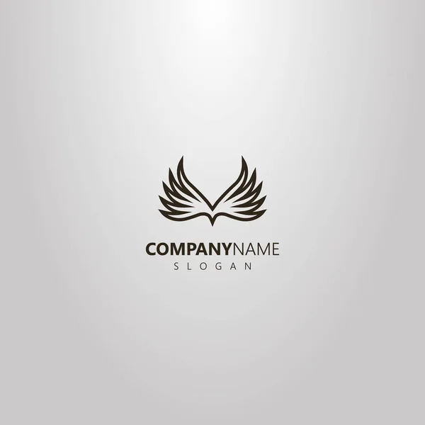 Logotipo Vetor Simples Preto Branco Duas Asas Pássaro Abstratas — Vetor de Stock