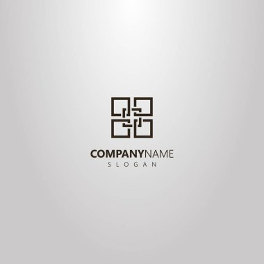 siyah ve beyaz satır sanat vektör geometrik logosu beş titreşimli görüntü quadrangles