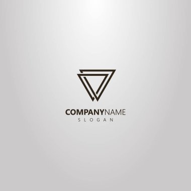 siyah ve beyaz basit vektör hat sanat geometrik logosu iki interlaced üçgenler