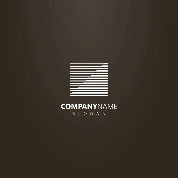 Białe Logo Czarnym Tle Geometryczne Znak Wektora Kwadrat Linie Różnej — Wektor stockowy