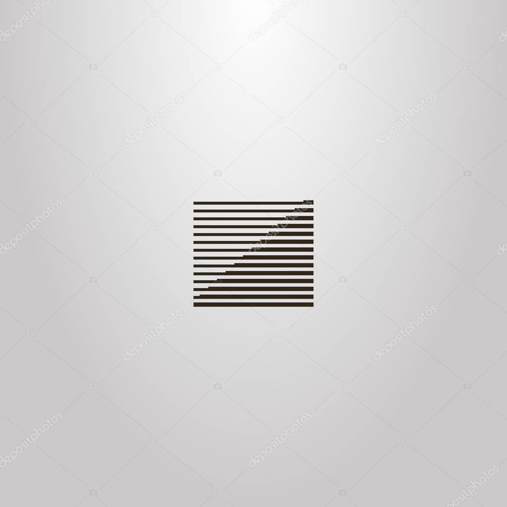 black and white simple vector geometric sign of square of lines of different thickness forming a ladder