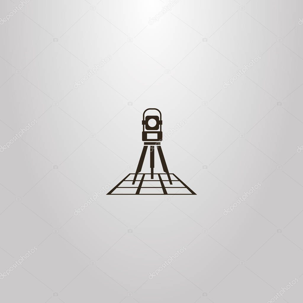 black and white vector simple geometric sign of total station on a map