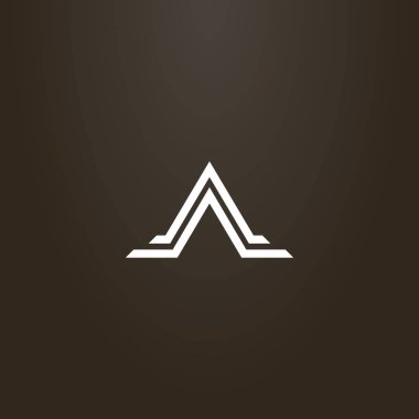 siyah bir zemin üzerine beyaz işareti. vektör geometrik düz soyut üçgen dağ iki çizgi şeklinde iz sanat