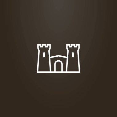 siyah bir zemin üzerine beyaz işareti. Anahat işareti satırı sanat çift kuleli Kalesi'nin vektör