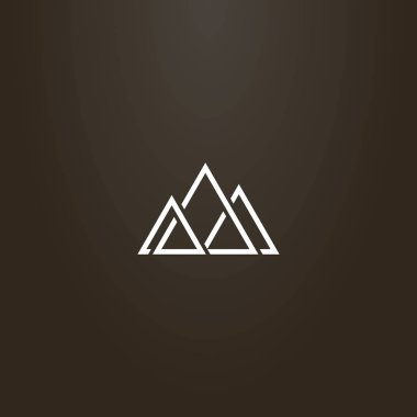 siyah bir zemin üzerine beyaz işareti. vektör geometrik soyut doruklarına üçgen üç Dağları iz