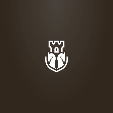 siyah bir zemin üzerine beyaz işareti. vektör düz iki satranç at iz sanat ve kale kule arkalarındaki