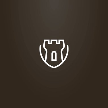 siyah bir zemin üzerine beyaz işareti. hat sanat işareti kalkan bir kale kule vektör