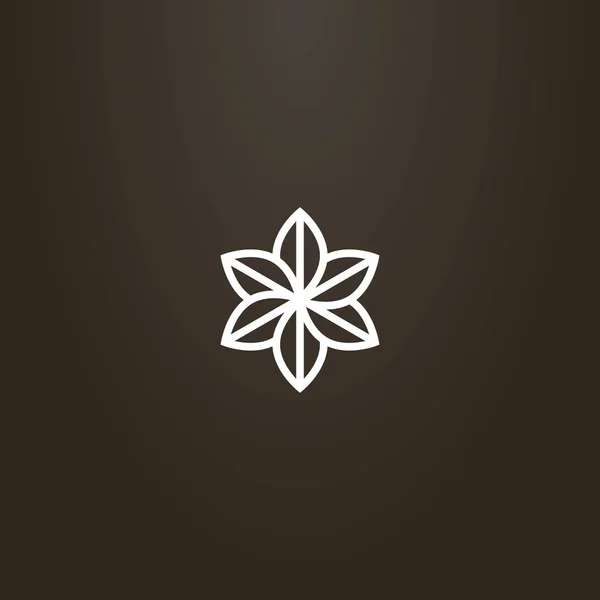 siyah bir zemin üzerine beyaz işareti. geometrik çizgi altı yapraklı çiçek sanat iz vektör