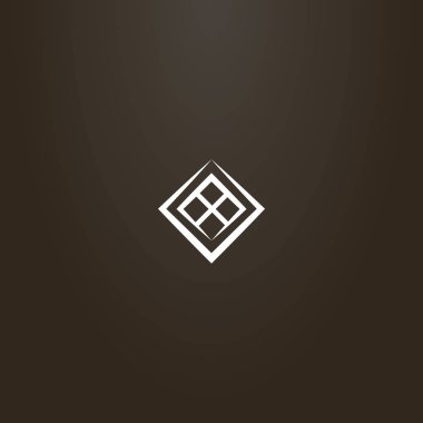 siyah bir zemin üzerine beyaz işareti. Döndürülmüş pencerenin geometrik işareti vektör 