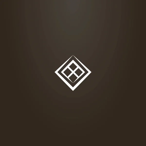 黒の背景に白の看板 ベクトル回転窓の幾何学的な記号 — ストックベクタ