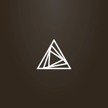 siyah bir zemin üzerine beyaz işareti. vektör hat sanat anahat işareti farklı boyutta üçgenler overlaid