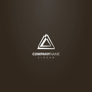 siyah bir arka plan üzerinde beyaz logo. vektör Soyut logo farklı boyutta üçgenler overlaid