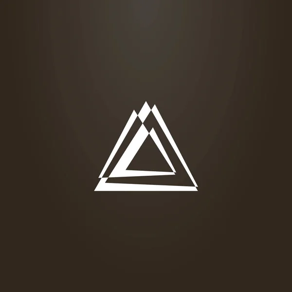 white sign on a black background. vector abstract sign of different size overlaid triangles