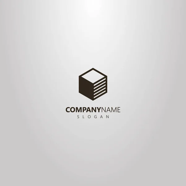 Noir Blanc Simple Vecteur Art Plat Géométrique Contour Logo Forme — Image vectorielle