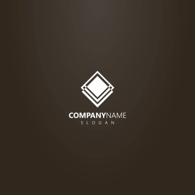 siyah bir arka plan üzerinde beyaz logo. çizgili kare rhombus soyut geometrik anahat logo vektör