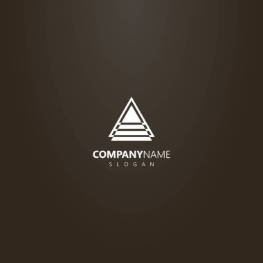 siyah bir arka plan üzerinde beyaz logo. Bu satırlarda olan üçgen soyut geometrik anahat logo vektör