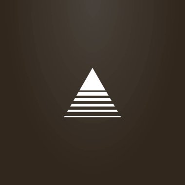 siyah bir zemin üzerine beyaz işareti. farklı genişliklerde çizgilerle geçti bir üçgen soyut anahat işareti vektör