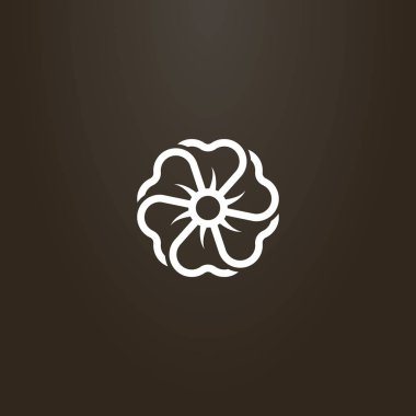 siyah bir zemin üzerine beyaz işareti. altı yaprakları bir başka bir yalan ile hat sanat anahat işareti bir çiçek vektör