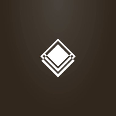 siyah bir zemin üzerine beyaz işareti. çizgili kare rhombus soyut geometrik anahat işareti vektör