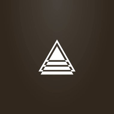 siyah bir zemin üzerine beyaz işareti. Bu satırlarda olan üçgen soyut geometrik anahat işareti vektör