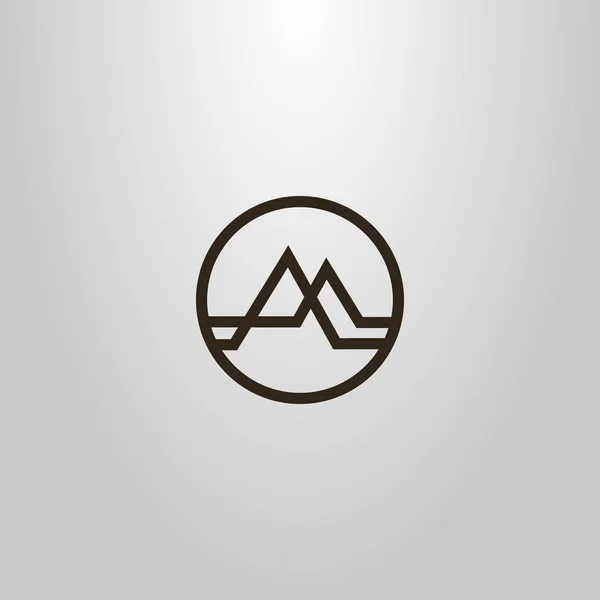 黒と白のシンプルなベクター抽象ライン アート ラウンド フレームの つの山の幾何学的な記号 — ストックベクタ
