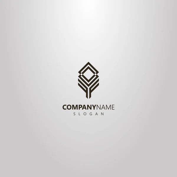 Blanco Negro Simple Vector Geométrico Línea Arte Logotipo Forma Diamante — Vector de stock