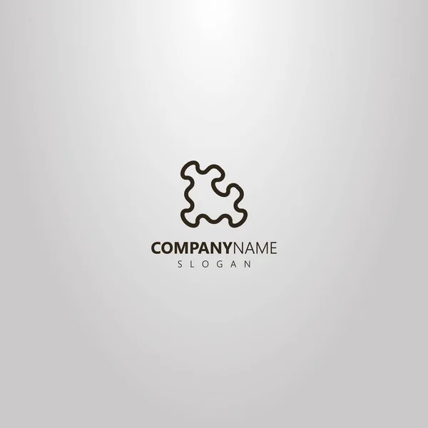 Linha Simples Preto Branco Arte Vetor Esboço Logotipo Detalhe Quebra —  Vetores de Stock