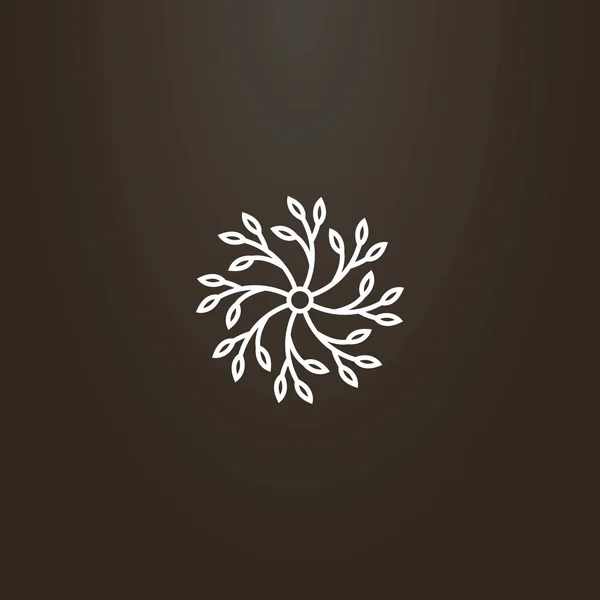 siyah bir zemin üzerine beyaz işareti. hat sanat işareti dalları bir daire içinde düzenlenmiş bitkilerin vektör