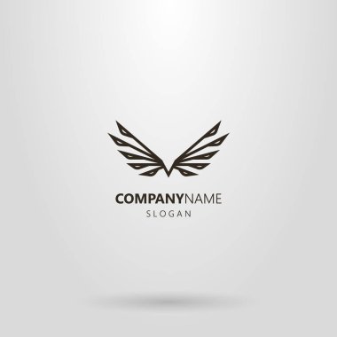 siyah ve beyaz basit satır sanat tasarlamak vektör logo kuş uçan 